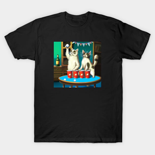 Cats Playing Beer Pong T-Shirt by SillyShirts